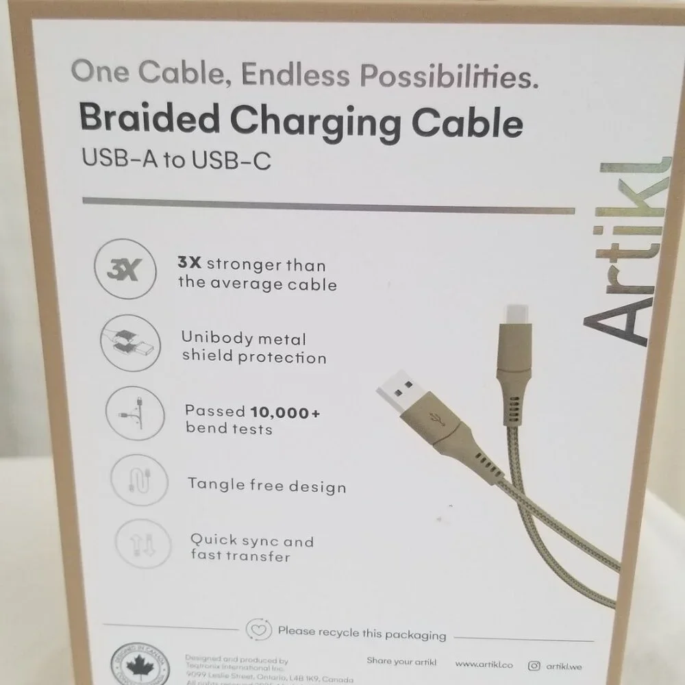 Artikl Charge & Sync Braided Charging Cable 6f USB-A to UBC-C 3X Color Peach